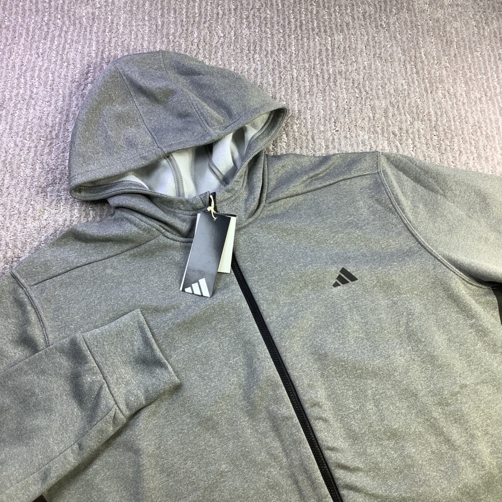Adidas Womens Game and Go Full Zip Hoodie Grey Black Size 2XL NWT